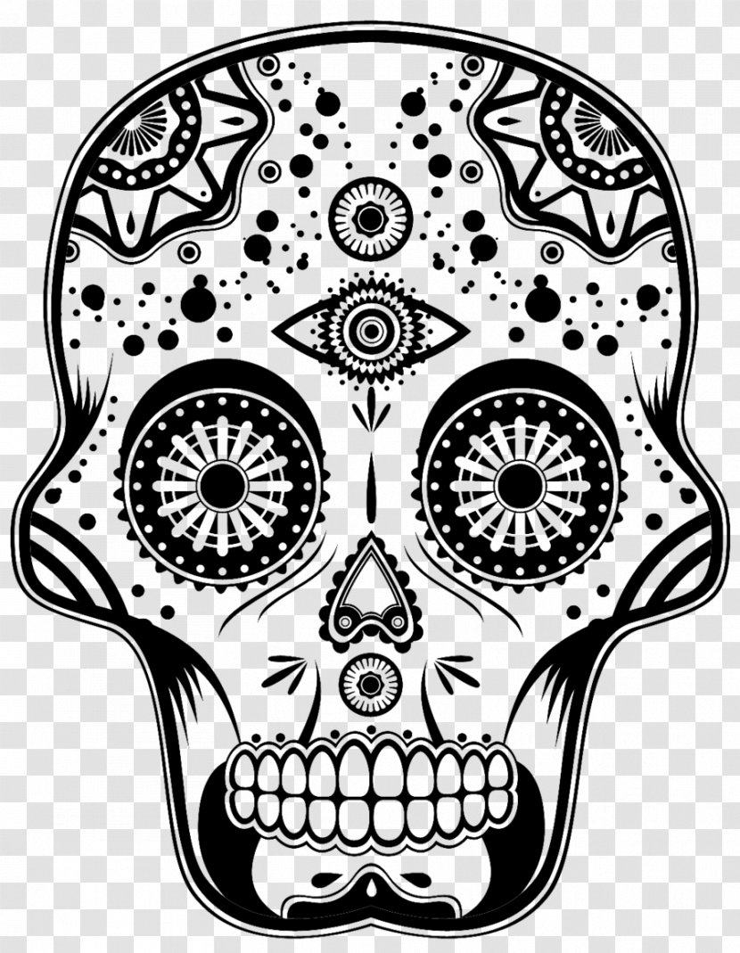 Calavera Day Of The Dead Drawing Death - Halloween - Skull Print Transparent PNG