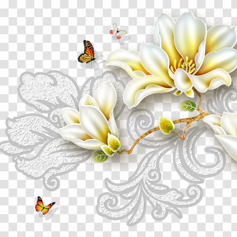Floral Design - Yellow - Chinese Style Flowers Texture Transparent PNG