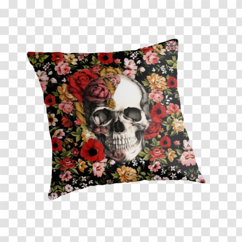 Throw Pillows Cushion Laptop Tote Bag - Skull Floral Transparent PNG