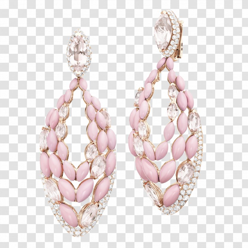 Earring De Grisogono Pearl Jewellery Gemstone - Pink - Gold Earrings Transparent PNG