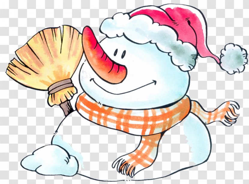 Snowman Broom Illustration - Flower - Picture Transparent PNG