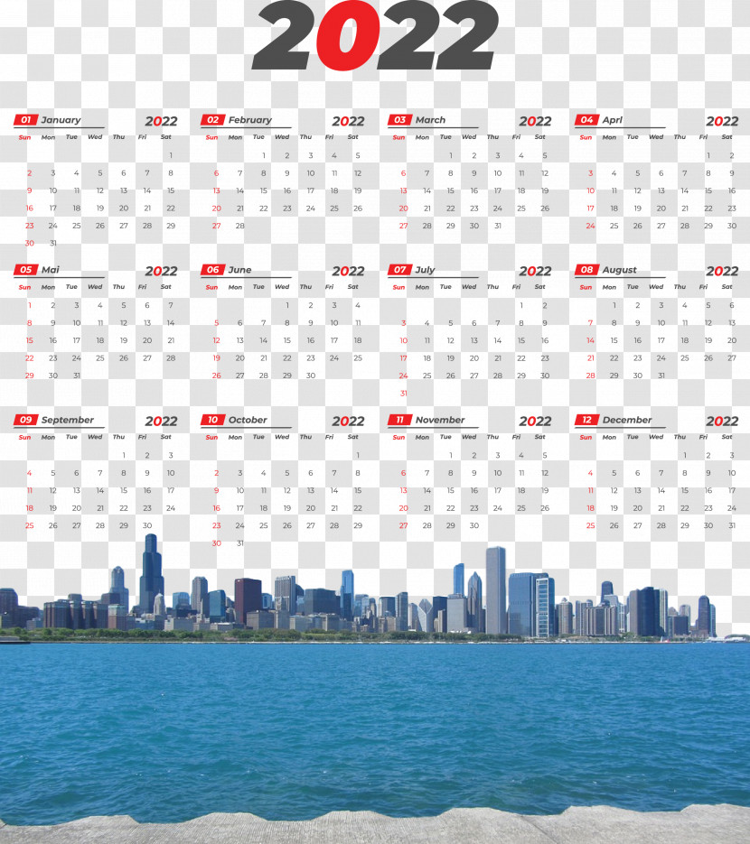 Printable Yearly Calendar 2022 2022 Calendar Template Transparent PNG