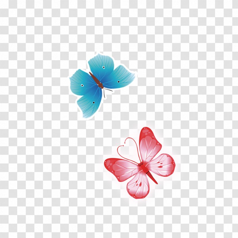 Butterfly Blue Red - Search Engine - Hand-painted Transparent PNG