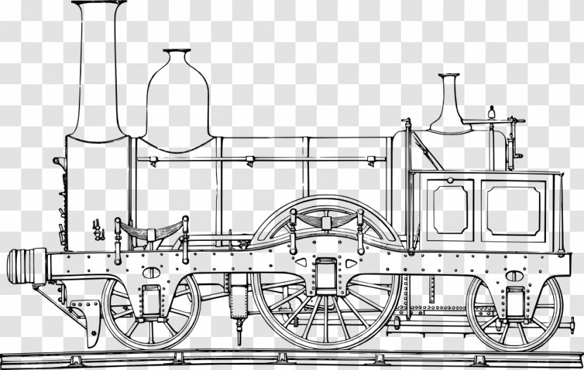 Train Rail Transport Tram Steam Locomotive Coloring Book - Drawing Transparent PNG