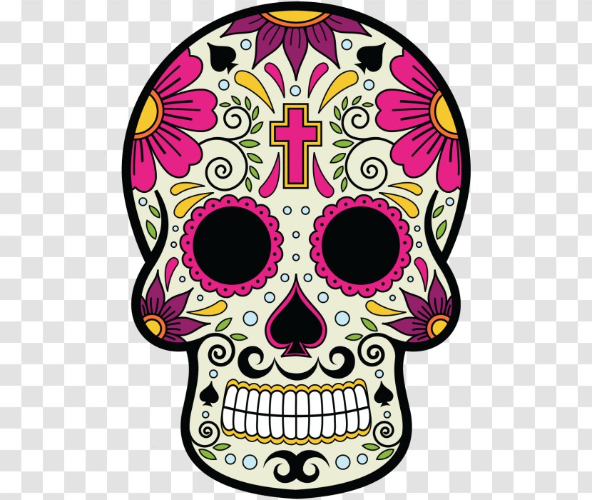 Calavera Skull And Crossbones Day Of The Dead Mexican Cuisine Death - Visual Arts - La Catrina Transparent PNG