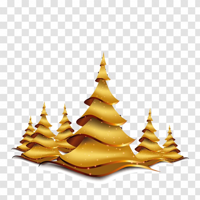 Christmas Tree Card - Golden Sparkling Transparent PNG