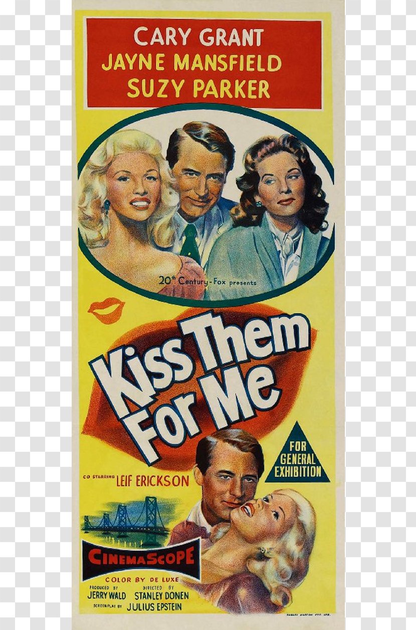 Cary Grant Jayne Mansfield Kiss Them For Me Suzy Parker Film - Kissing Kolber Transparent PNG