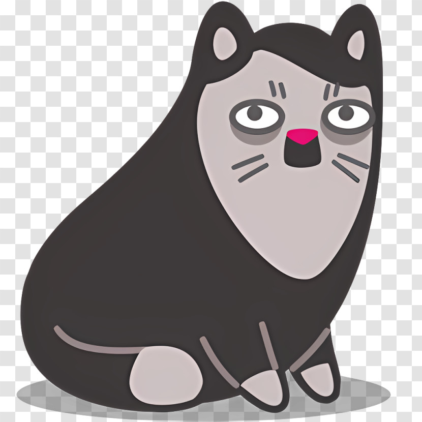 Cartoon Cat - Gray Sitting Cat Transparent PNG
