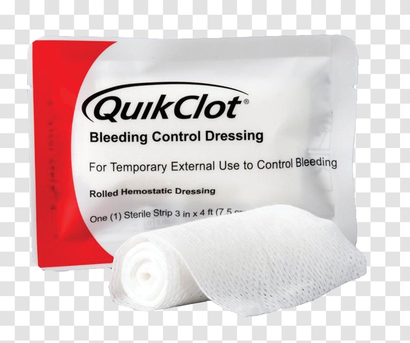 QuikClot Emergency Bleeding Control Dressing Antihemorrhagic - Hemostasis - Blood Transparent PNG