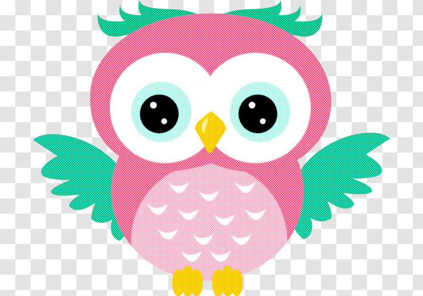 Owl Pink Green Cartoon Bird Transparent PNG