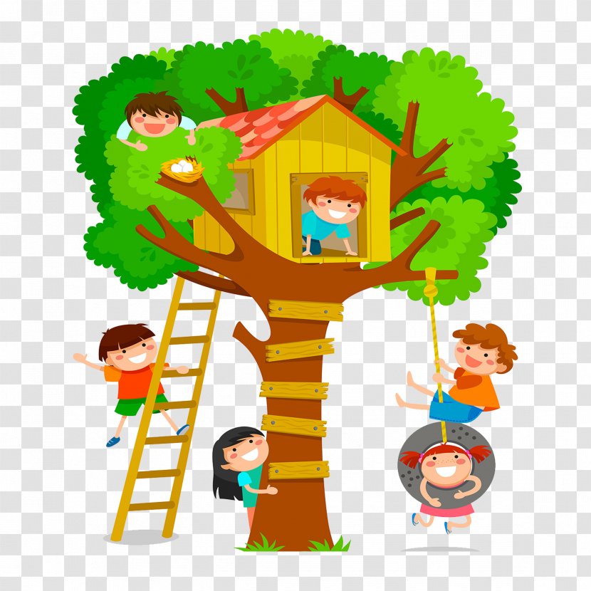 Tree House Stock Photography Clip Art - Cute Kids Playing Transparent PNG