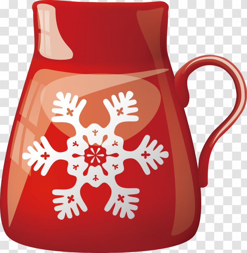 Snowflake Christmas Illustration - Mug - Red Transparent PNG