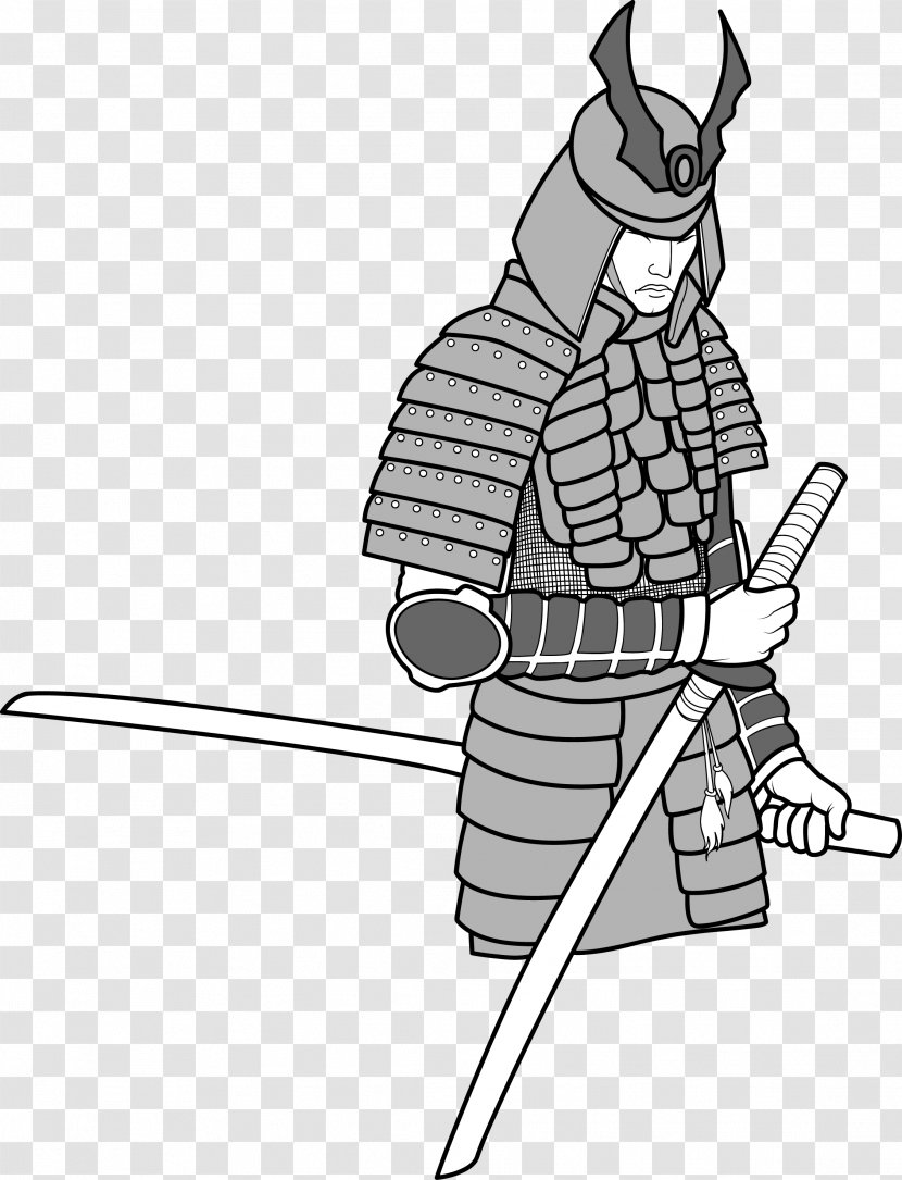 Warrior Samurai Royalty-free Illustration - Profession - Japanese Guards Bodyguard Black And White Picture Transparent PNG