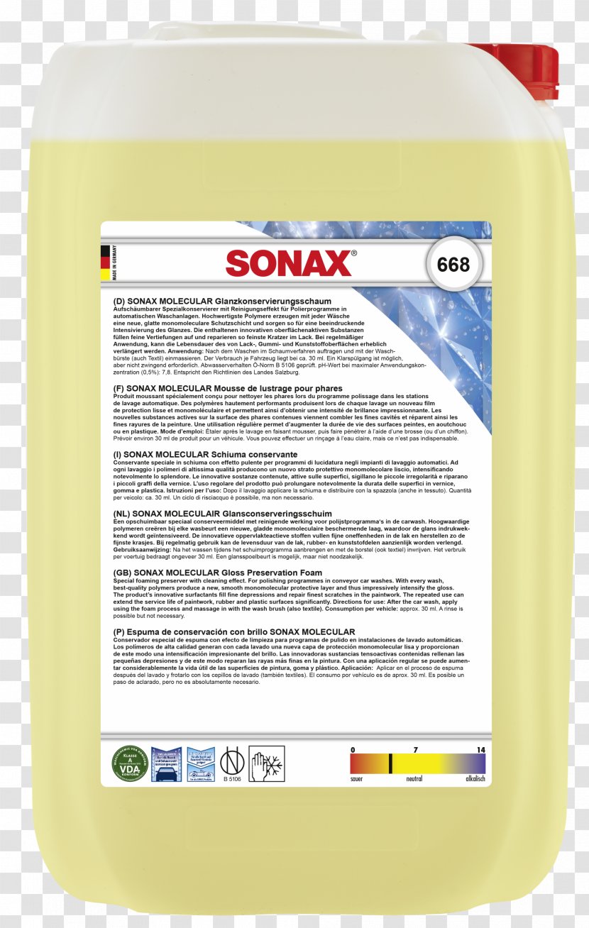 Car Sonax Liquid Chemistry Autokosmetika - Yellow Transparent PNG