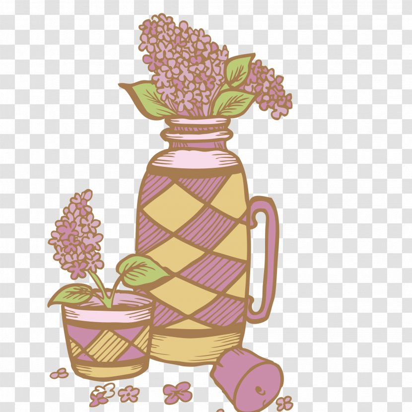 Line Art Cartoon Illustration - Cup - Vase Transparent PNG
