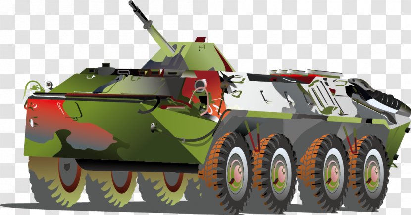 Tank Armored Car Military Download - Self Propelled Artillery - Vector Cartoon Transparent PNG