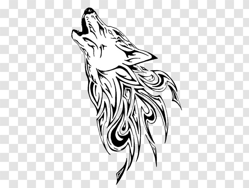 Tattoo Gray Wolf Flash Stencil Pattern - Vertebrate Transparent PNG