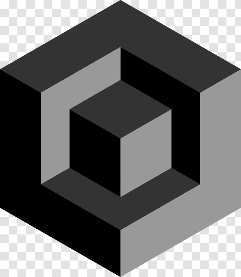 Cube 3D Computer Graphics Three-dimensional Space - Monochrome Transparent PNG