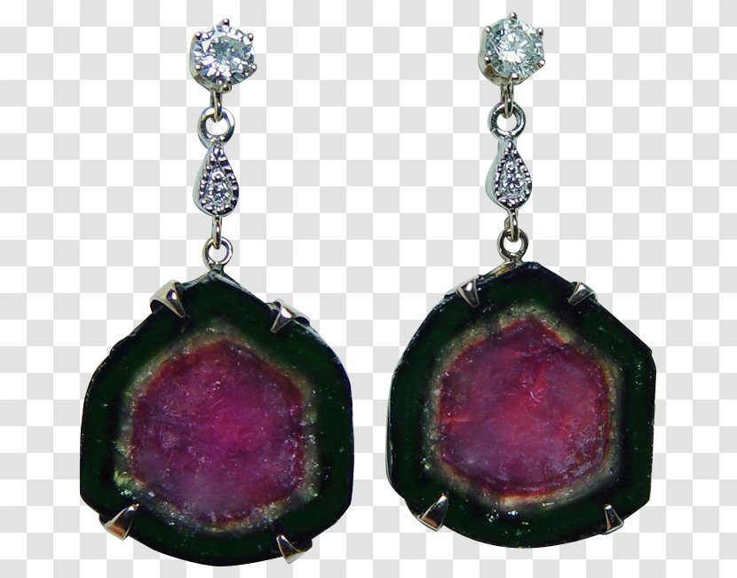 Ruby Earring Gemological Institute Of America Tourmaline Gold - Magenta Transparent PNG