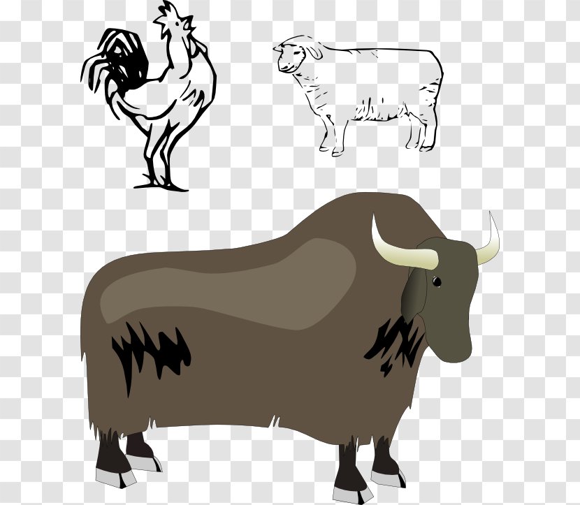 Domestic Yak Bison Clip Art - Black And White Transparent PNG
