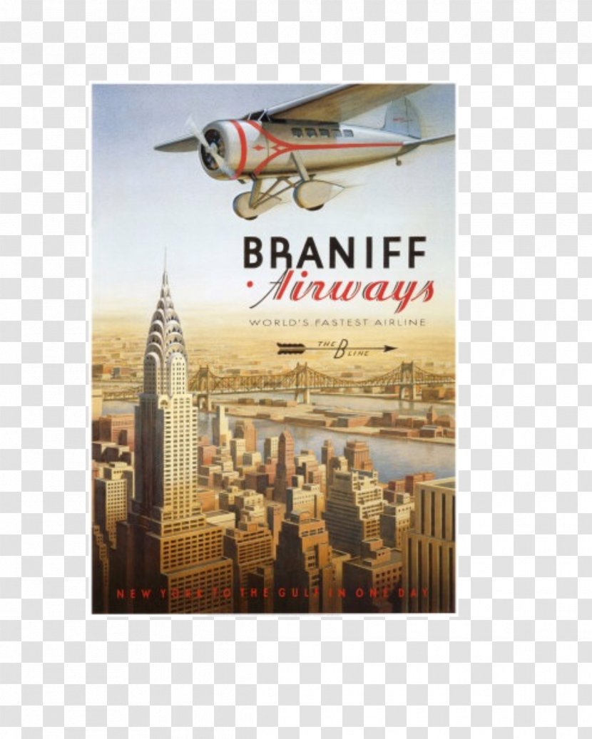 Braniff International Airways New York City Poster Air Travel Airplane - Printing Transparent PNG