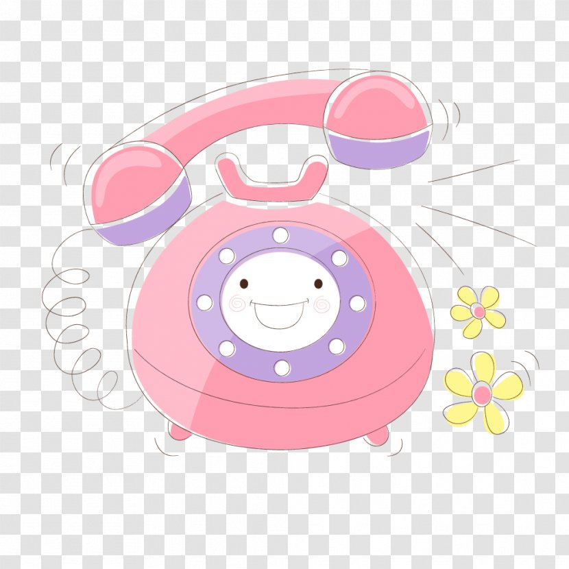 Clip Art - Mobile Phone - Pink Smiley Telephone Transparent PNG