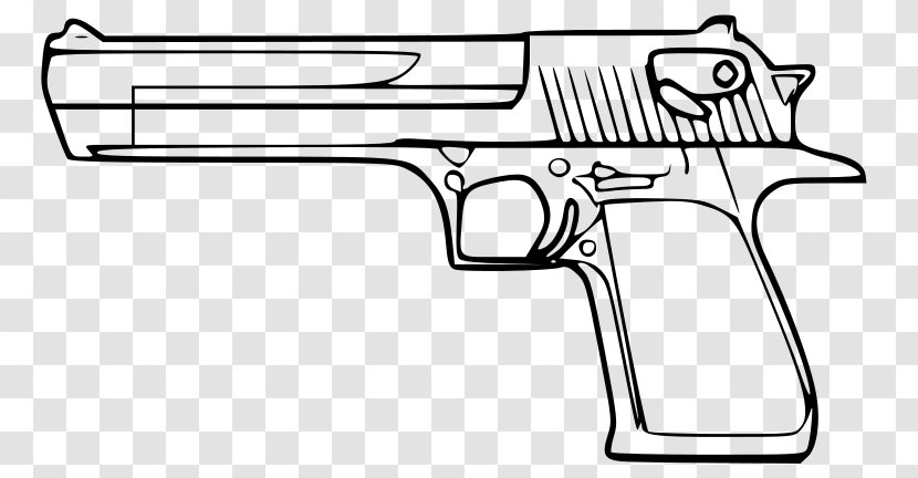 IMI Desert Eagle IWI Jericho 941 Firearm Magazine Clip Art - Black And White - Handgun Transparent PNG
