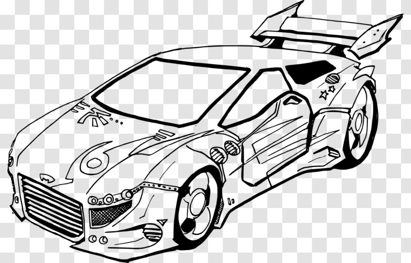 Car Drawing Lightning McQueen Auto Racing Line Art - Black And White - Race  Transparent PNG