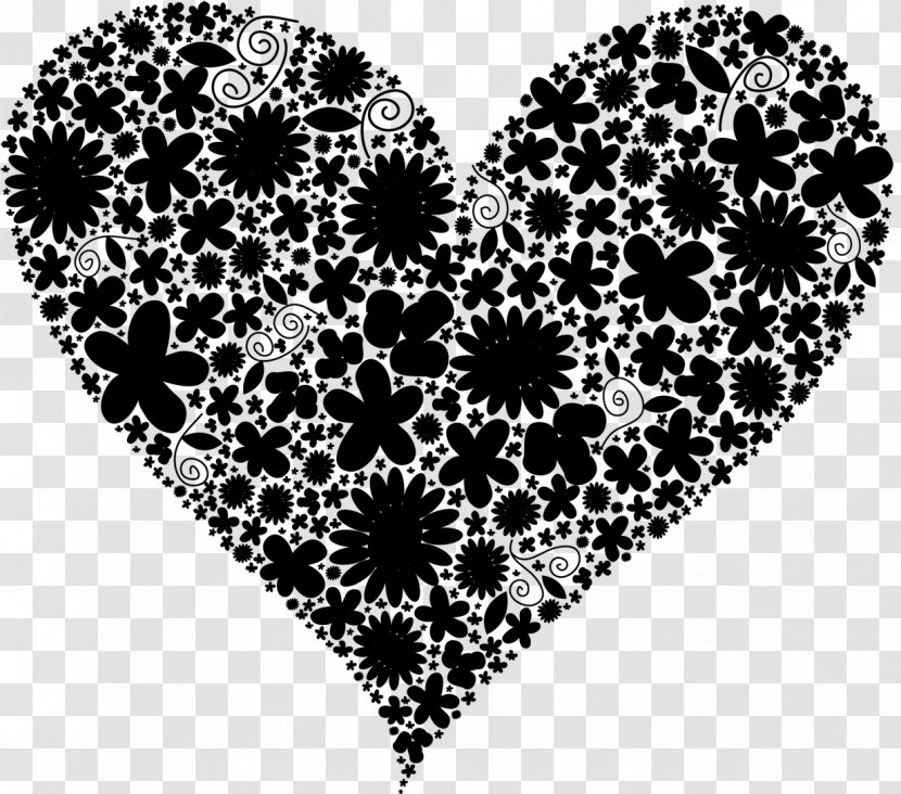 Heart Damask Pattern Image Stempel Herz - Love - Blackandwhite Transparent PNG