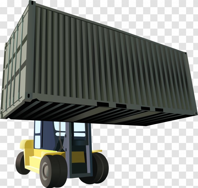 Car Forklift Intermodal Container Truck - Vector City Courier Crane Transparent PNG