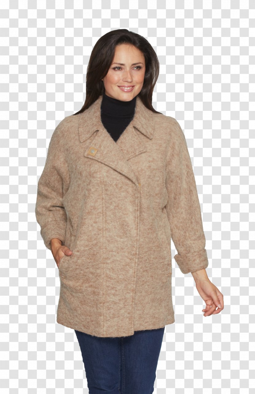 Coat Outerwear Jacket Sleeve Beige - Neck - Women Transparent PNG
