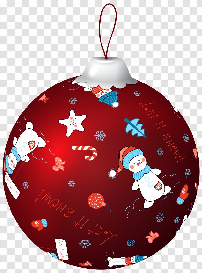 Red Christmas Ball With Snowman Clip Art Image - Easter - New Year Transparent PNG