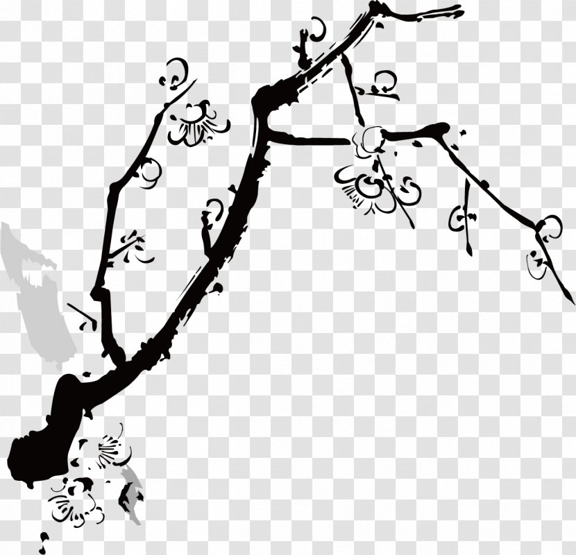 Ink Wash Painting Plum Blossom Chinese - Area - Snow Vector Material Transparent PNG