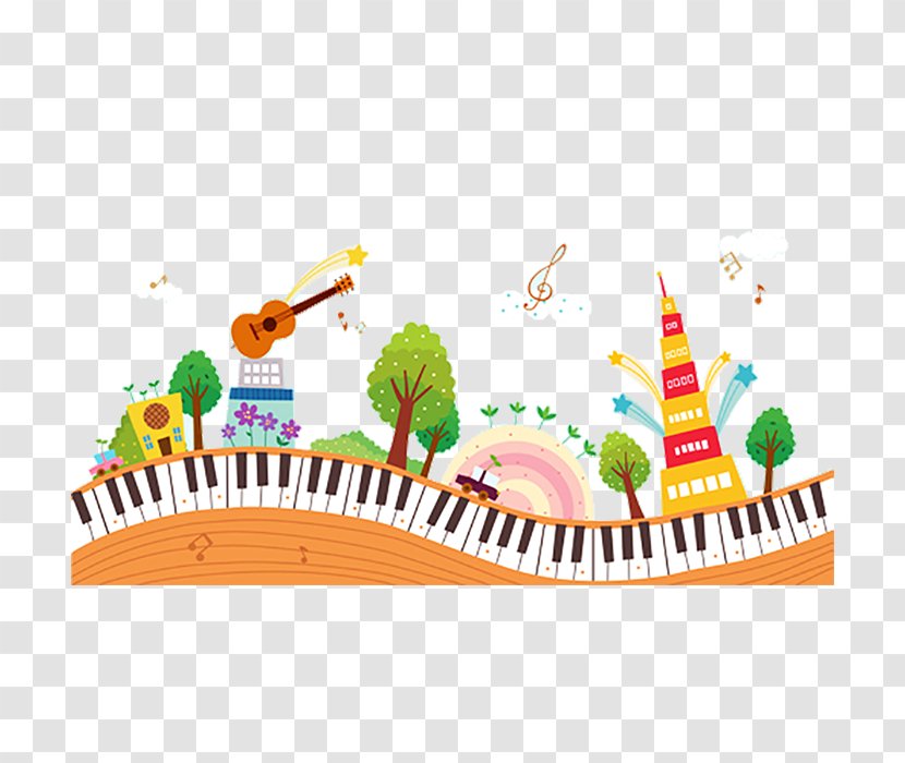 Piano Musical Composition - Heart - Yellow Road Picture Transparent PNG