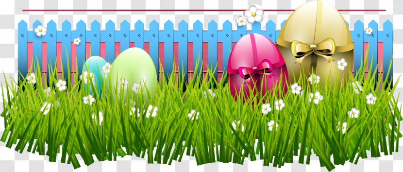 Easter Bunny Egg Illustration - Lawn - Eggs Vector Material, Transparent PNG