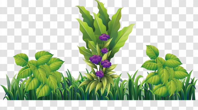 Purple Designer - Flowerpot - Flowers On The Grass Transparent PNG