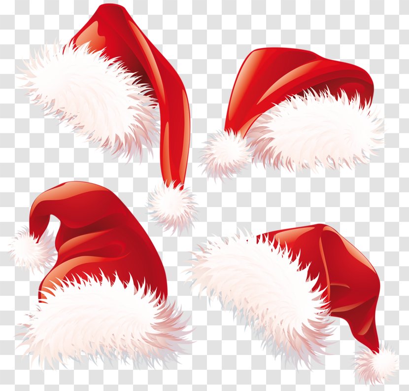 Santa Claus Christmas Hat Clip Art - Red - Transparent Hats Clipart Transparent PNG