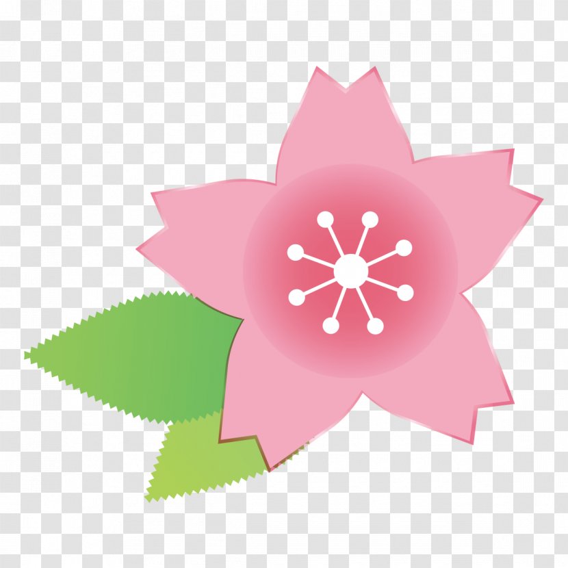 Green Leaf And Pink Flower. - Season - Randoseru Transparent PNG