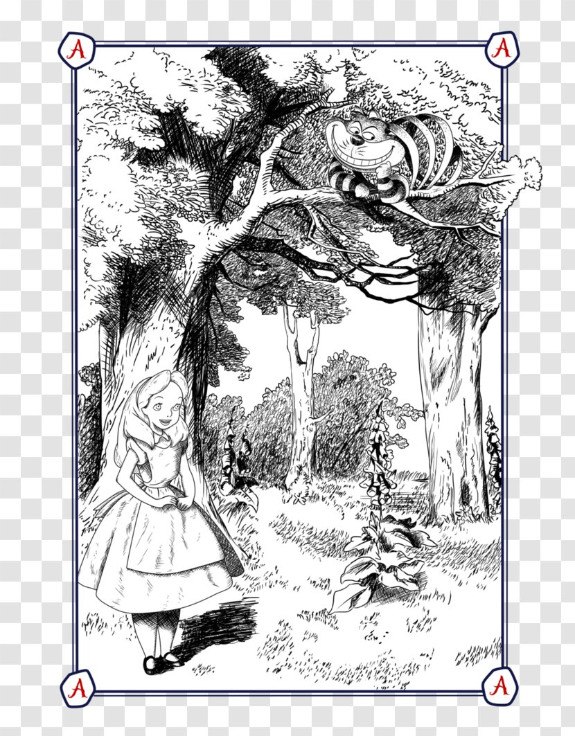 Visual Arts Cheshire Cat Sketch - Cartoon - Alice In Wonderland Mushroom Transparent PNG