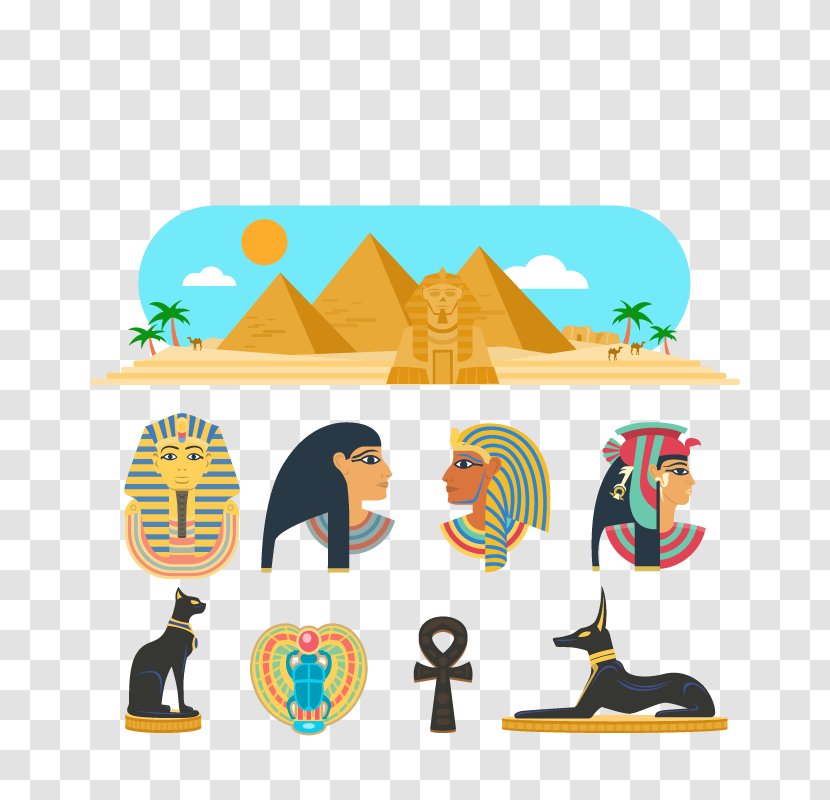 Egyptian Pyramids Ancient Deities Pharaoh - Cartoon - Vector Egypt Transparent PNG