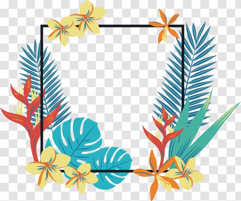 Tropics Geometry Quadrilateral Clip Art - Leaf - Tropical Border Transparent PNG