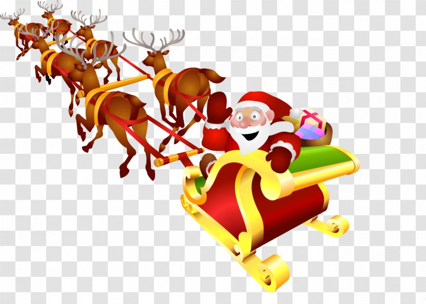 Santa Claus Rudolph Sled Christmas Reindeer - Clauss - Deer Transparent PNG