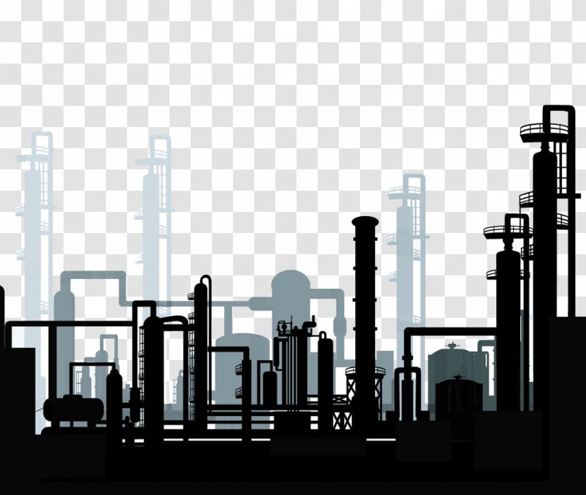 Oil Refinery Petroleum Industry Clip Art - Metropolis - Silhouette Transparent PNG