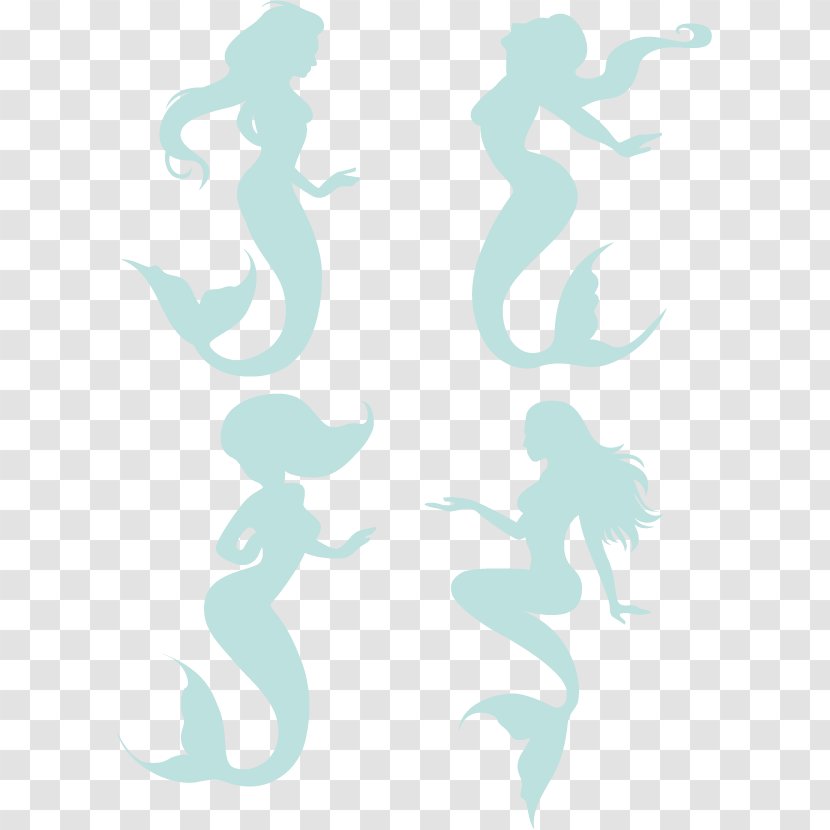 Blue Text Pattern - Aqua - Mermaid Silhouette Vector Transparent PNG