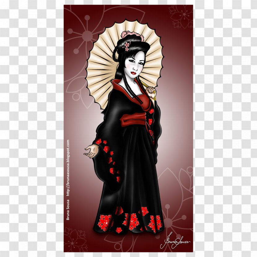 Geisha Drawing Digital Painting Figurine - Costume Design - Ly Transparent PNG