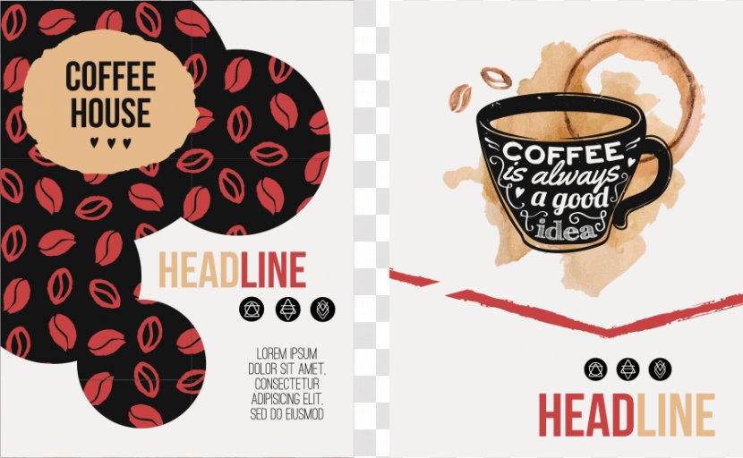Coffee Bean Cafe Flyer - Label - Vector Menu Template Transparent PNG