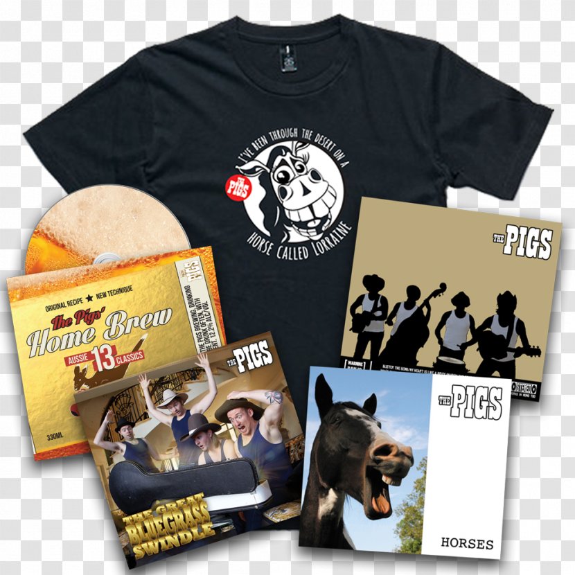 T-shirt The Pigs' Home Brew: 13 Aussie Classics Great Bluegrass Swindle Macho Moisturiser - English Language Transparent PNG