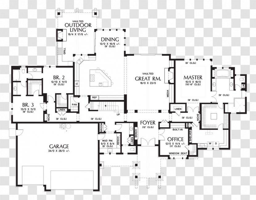House Plan Ranch-style Floor - Ranchstyle Transparent PNG