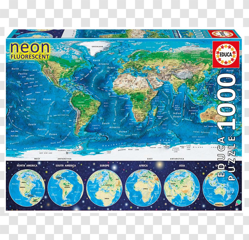 Jigsaw Puzzles Educa Borràs World Map - Aqua Transparent PNG