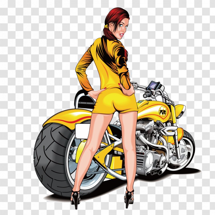 Scooter Motorcycle Bicycle Clip Art - Cartoon - Yellow Flirty Transparent PNG